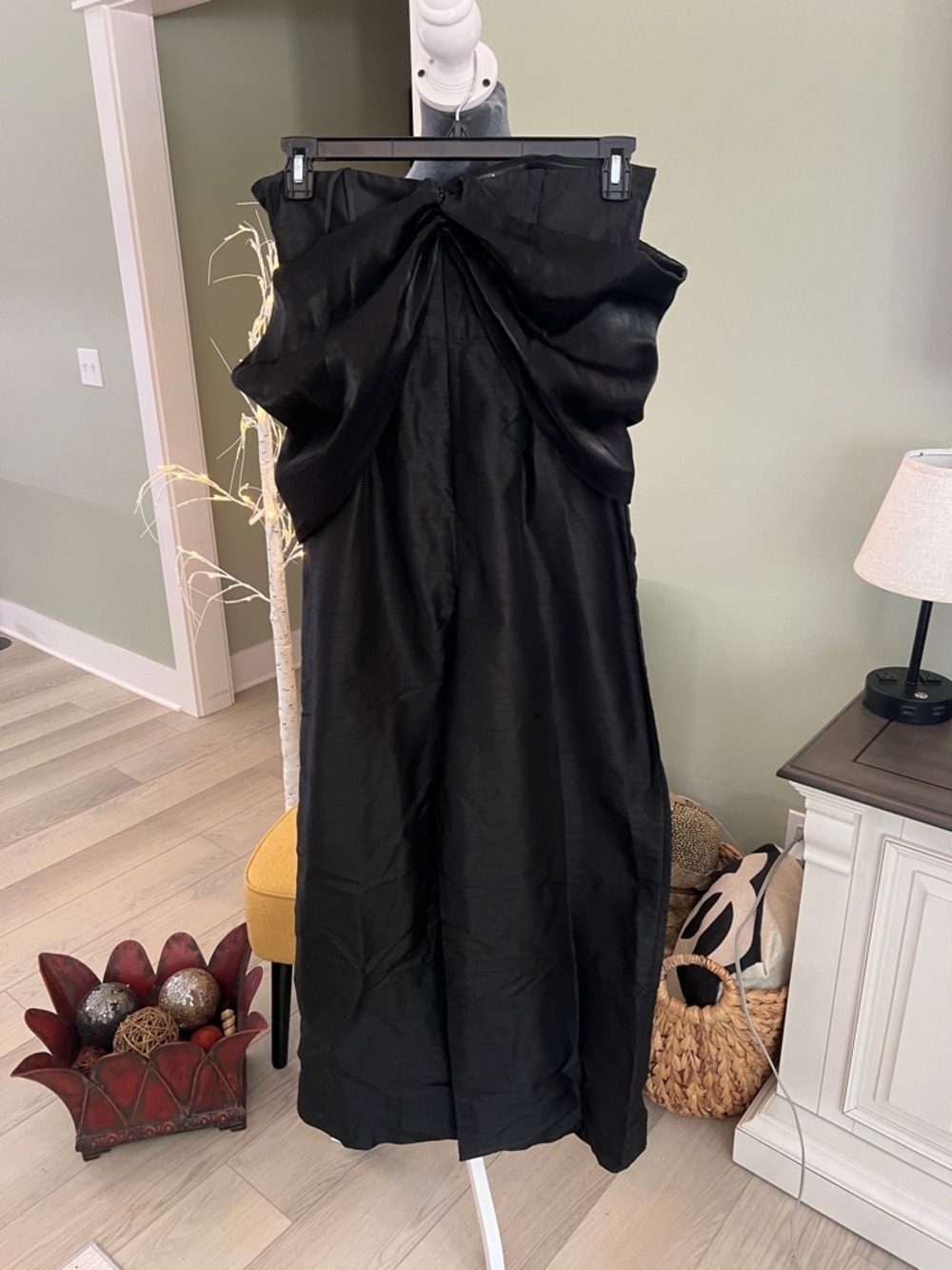 Hutch Black Strapless Draped Satin Dress - Picture 2 of 12